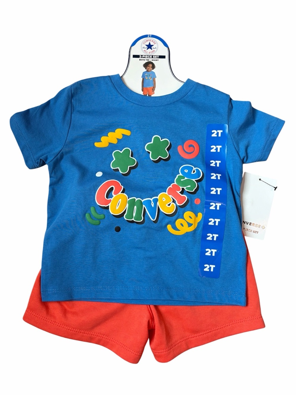 Converse Boys 2T Blue & Orange Graphic Short Sleeve Tee Set